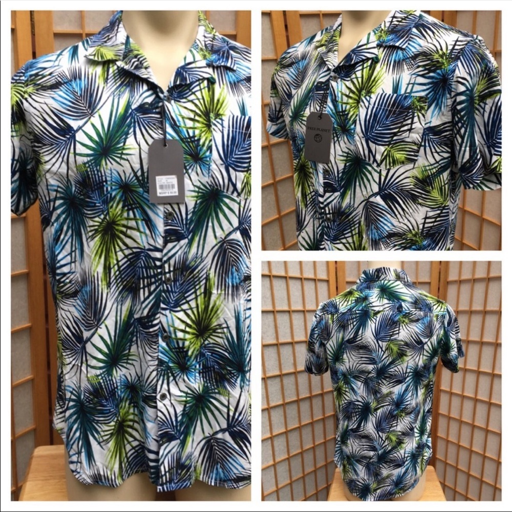 NWT Free Planet Short Sleeve Shirt Summer/Beach SZ M